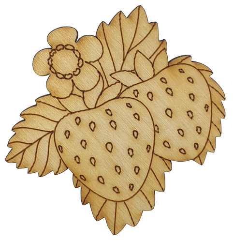 Фигурка фанерная - Клубника с листьями 6.5 см  AS-4656