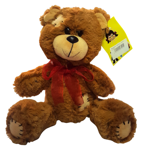 Игрушка Мягкая Мишка с бантом, латкой коричневый 21 см  В228/0