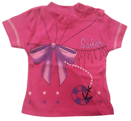 Футболка для девочки Pabbuc с бантом и якорем р.62-80 11587