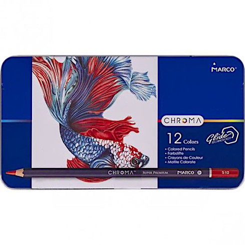 Карандаши цветные Marco Chroma 12 цветов, в металлическом пенале 8010-12TN Карандаши цветные Marco Chroma 12 цветов, в металлическом пенале 8010-12TN