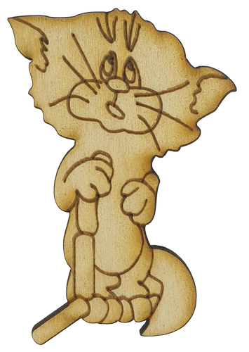 Фигурка фанерная - Котик с сосисками 7 см AS-4663, В-0245