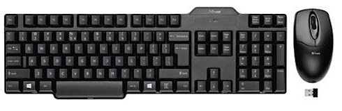 Клавиатура + Мышь беспроводная Trust USB, черная 16600
