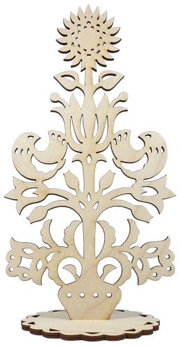 Фигурка фанерная - Подсолнух с птицами на подставке 22.2 см AS-4700, В-0139