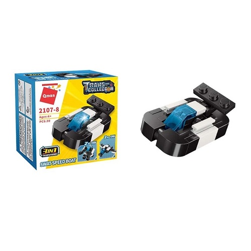 Игрушка Конструктор Qman Катер Полиция 3в1 30 детали  2107-8