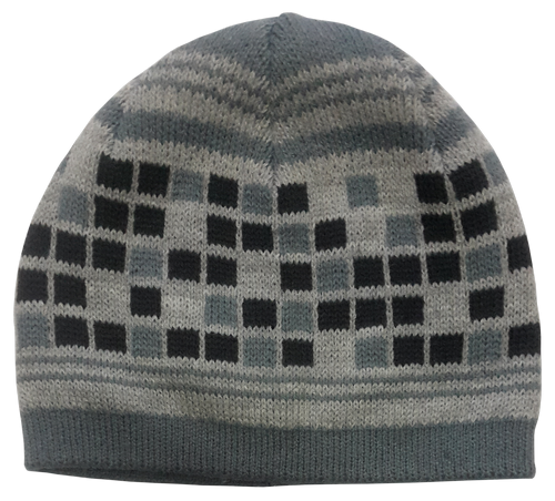 Шапочка вязаная для мальчика, в квадратик 13142