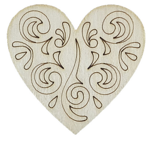 Фигурка фанерная - Сердце с ажурным рисунком 6 х 6 см AS-4734, В-0281