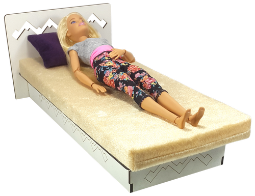 Мебель мягкая для кукол ростом 30 см - Кровать № 5 бежевая из МДФ AS-7804 фото 2