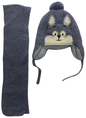 Шапочка вязаная для мальчика, Amal с шарфом, р.2 синяя 15824