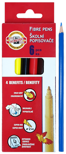 Фломастеры Koh-i-Noor 6 цветов GRIP трехгранные 771002JF08KS