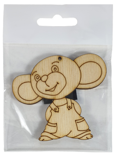 Фигурка фанерная - Мышонок №  5 ушастик в комбинезоне 70 х 63 мм с магнитом AS-4829, В-0387 фото 2