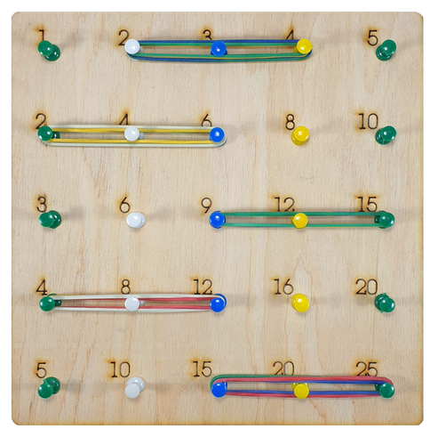 Игрушка развивающая.Планшет Математический 20 х 20 см с Цифрами, 25 пластиковых стоек + 15 резинок AS-7147