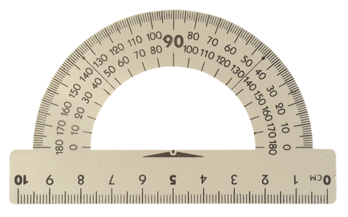 Транспортир белый пластиковый, напечатанный AS-0272