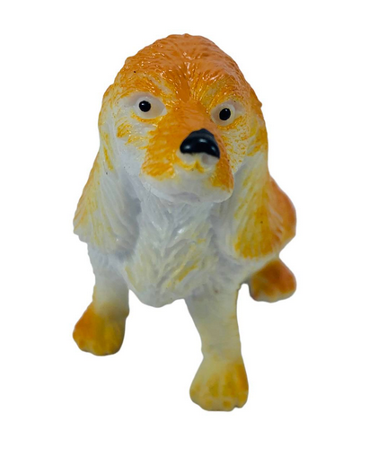 Игрушка Силиконовая тянучка собака Спаниель бело-оранжевый 9см  08675