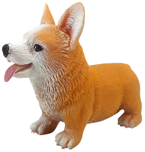 Игрушка силиконовая антистресс собака Корги большая рыжая 9 см  06810