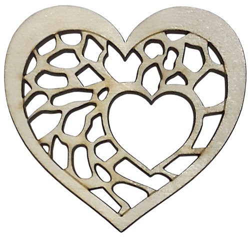 Фигурка фанерная - Сердце с отверстиями 7 х 6,5 см AS-4731, В-0337