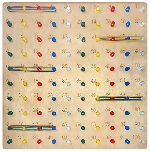 Геоборд или Планшет Математический 30 х 30см с Цифрами, - 100 пластиковых стоек + 30 резинок AS-7150