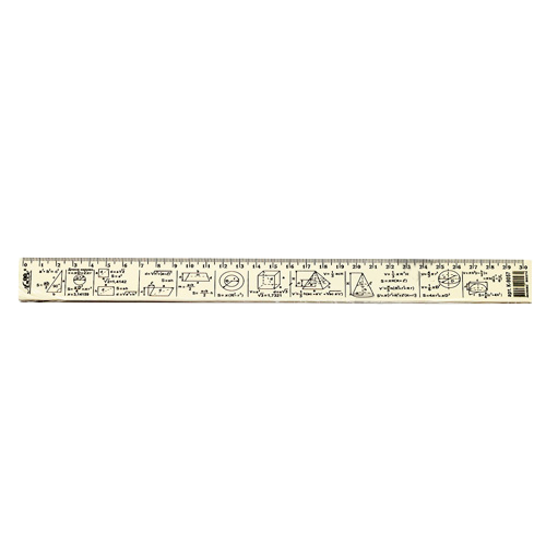 Линейка 30 см Геометрия снежно-белая в упаковке AS-0611, К-9057