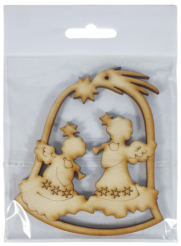 Фигурка фанерная - Колокольчик с двумя ангелами 8,8 x 10 см AS-4659, В-0194 фото 2