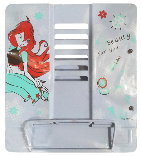 Подставка для книг металлическая голубая/серая, рисунок микс 04773