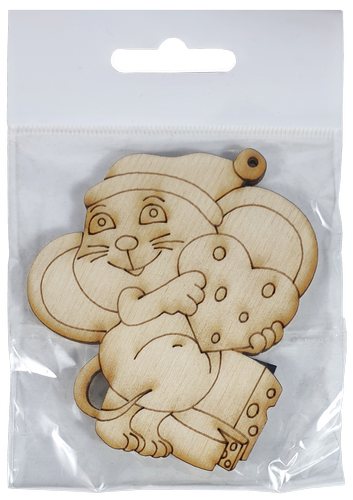 Фигурка фанерная - Мышонок № 19 ушастик в колпаке с сыром 66 х 80 мм с магнитом AS-4843, В-0401 фото 2