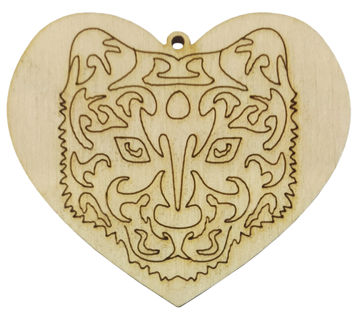 Фигурка фанерная - Тигр №  8 в сердце 60 х 70 мм AS-4543