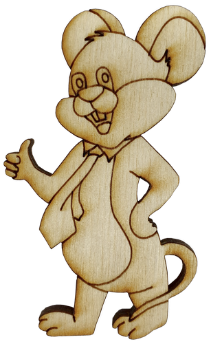 Фигурка фанерная - Мышонок №  7 в галстуке 46 х 77 мм с магнитом AS-4831, В-0389