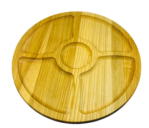 Деревянная доска менажница 4 отделения 35 см 11574