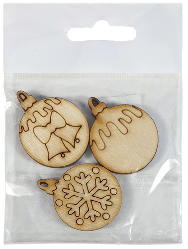 Фигурка фанерная - мини Елочные шары, набор 3 шт 3.8 см AS-4775, В-0200 фото 2