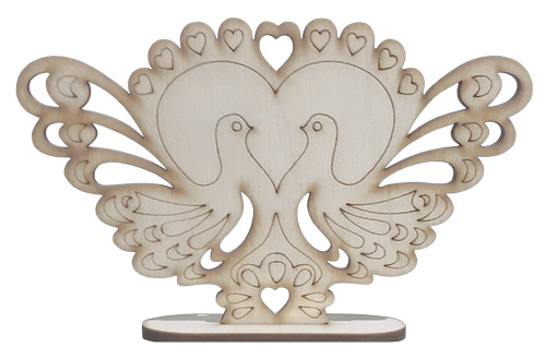 Фигурка фанерная - Сердце с двумя большими голубями на подставке 12,5 х 8 см AS-4705, В-0279