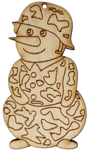 Фигурка фанерная - Снеговик в камуфляже 4,5 х 8 см AS-4741, В-0230