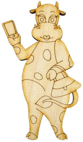 Фигурка фанерная - Корова или Бык № 19 с телефоном 5 х 8,5 см + магнит AS-4532