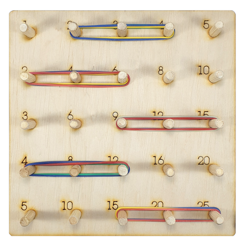 Игрушка развивающая.Планшет Математический 20 х 20 см с Цифрами, 25 Деревянных стоек + 15 резинок AS-7148