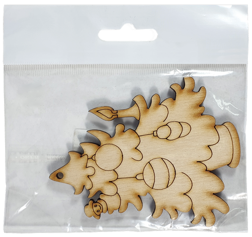 Фигурка фанерная - Елка средняя с двумя шарами и свечой 10 см AS-4649, В-0193 фото 2