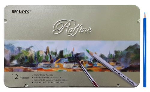 Карандаши акварельные цветные Marco Raffine 12 цветов шестигранные в метал. пенале 7120-12TN