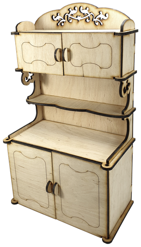 Мебель для кукол типа Барби - Шкаф № 2 кухонный с полками 19 х 10 х 32 см AS-4007, F-0195