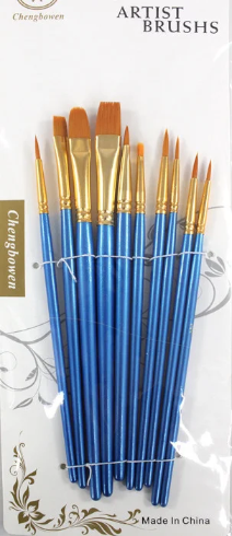 Набор кистей синтетических 10 шт Artist Brushs плоские и круглые 21201-10 Набор кистей синтетических 10 шт Artist Brushs плоские и круглые 21201-10