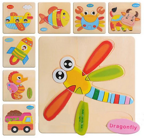 Игрушка Пазл деревянный животные, техника, микс 14,5 х 14,5см  0689