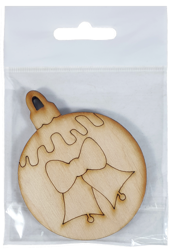 Фигурка фанерная - Елочный шар с колокольчиками 6 см AS-4768, В-0197 фото 2