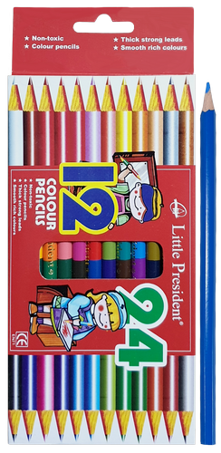 Карандаши цветные двухсторонние Little President 24 цвета 12 шт 1224