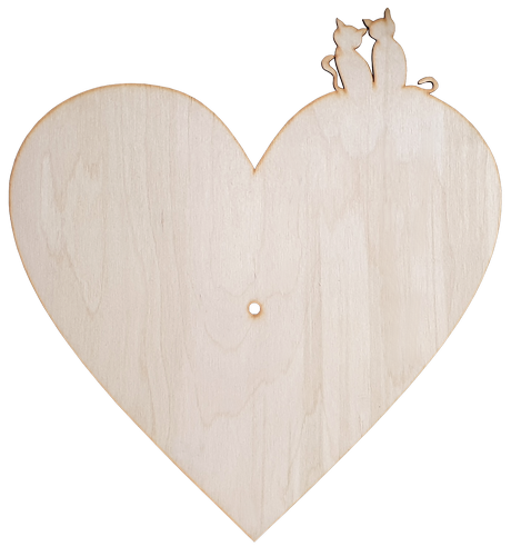 Основа для часов из фанеры 4 мм № 8 Сердце с котиками 37 x 40 см AS-4557, В-0170 Основа для часов из фанеры 4 мм № 8 Сердце с котиками 37 x 40 см AS-4557, В-0170