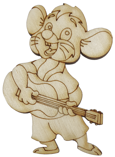Фигурка фанерная - Мышонок № 23 с гитарой 58 х 80 мм с магнитом AS-4847, В-0405