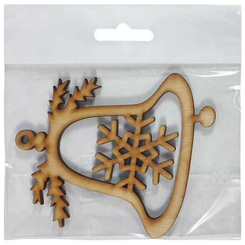 Фигурка фанерная - Колокольчик со снежинкой 8,5 х 9,5 см AS-4658, В-0257 фото 2