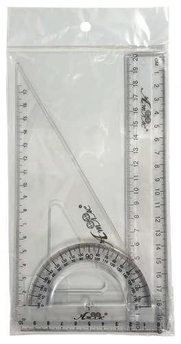 Набор Линейка 20 см + Треугольник + транспортир AS-0616