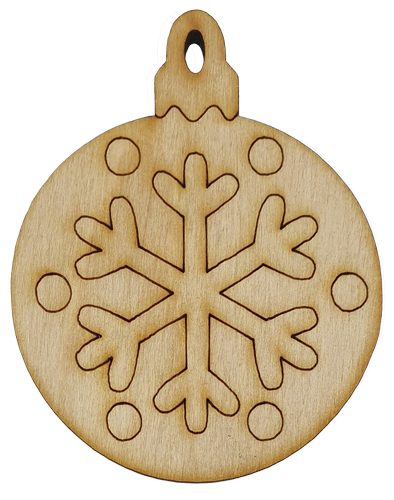 Фигурка фанерная - Елочный шар с большой снежинкой 6 см AS-4766, В-0195