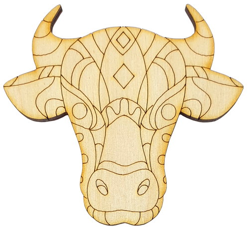 Фигурка фанерная - Корова или Бык № 15 голова быка 7 х 6 см + магнит AS-4528