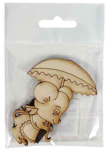 Фигурка фанерная - Мышонок № 17 с зонтиком 53 х 74 мм с магнитом AS-4841, В-0399 фото 2