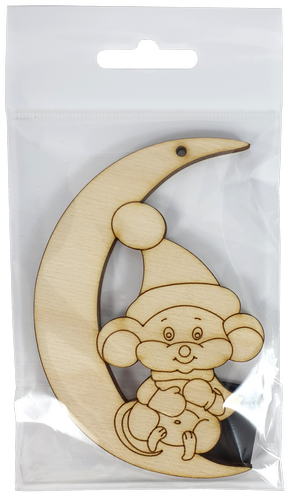 Фигурка фанерная - Мышонок № 24 на полумесяце 74 х 100 мм AS-4848, В-0406 фото 2