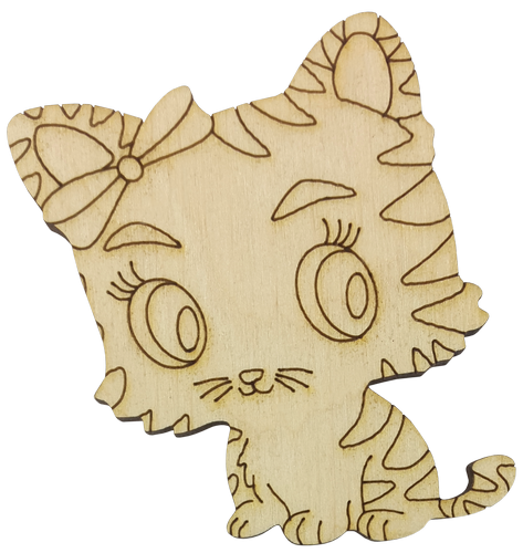 Фигурка фанерная - Тигр №  9 девочка  с бантом 60 х 65 мм AS-4544