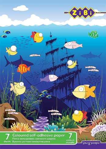 Бумага цветная, набор Zibi Самоклеющаяся металлизированная А4 7 цветов ZB.1948 фото 2