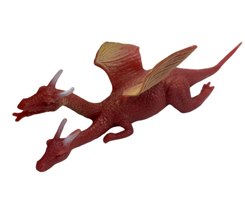 Игрушка Силиконовая тянучка Дракон маленький Двуглавый Красный 12см  06809